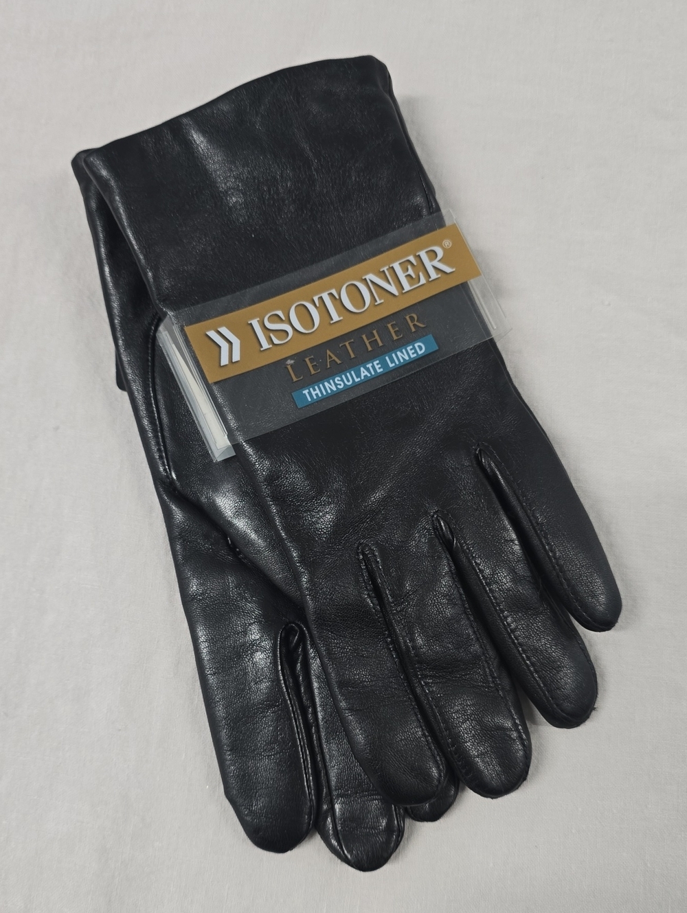 isotoner Black Leather Thinsulate-Lined Gloves